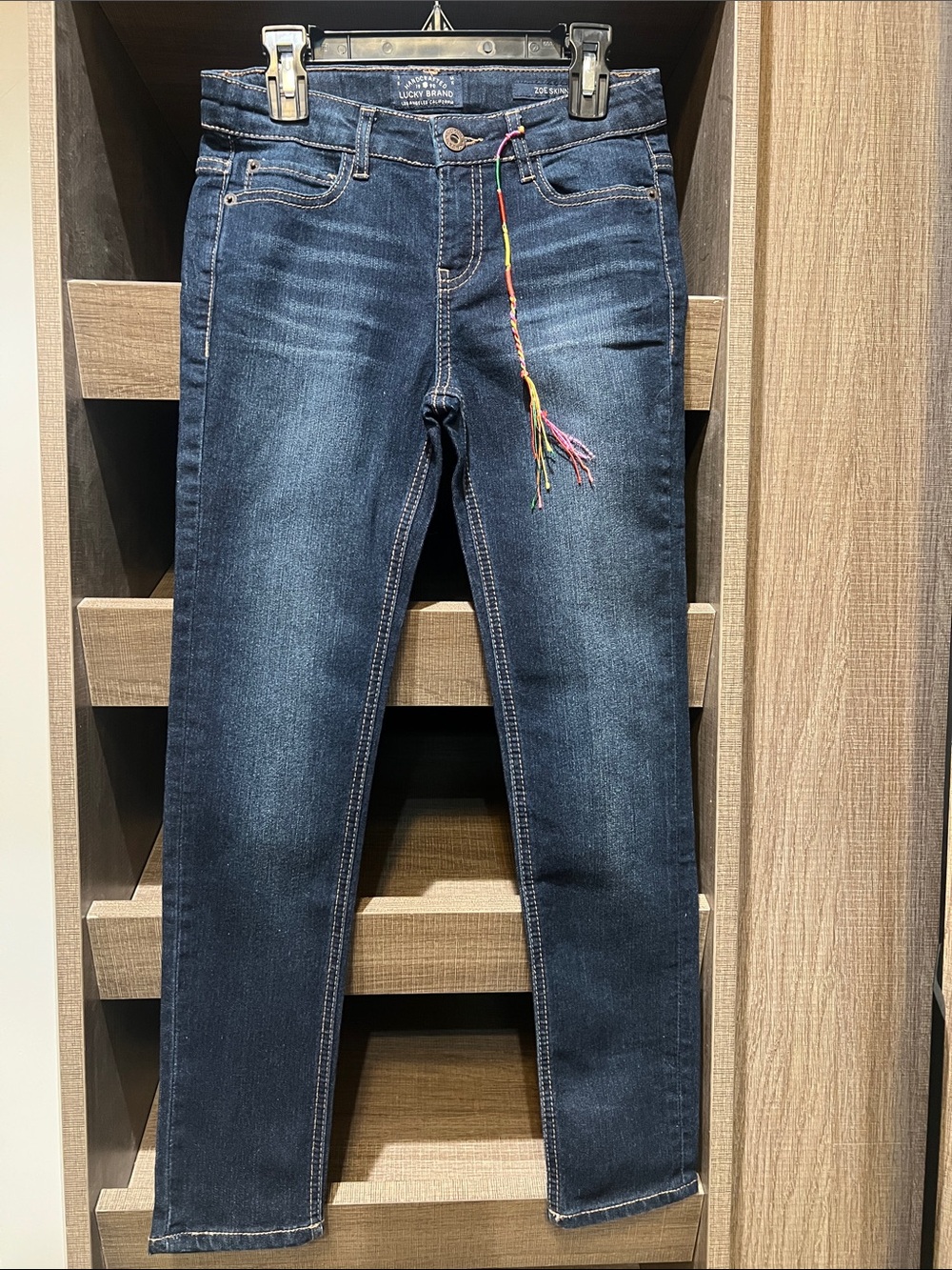Lucky Brand Indigo Skinny Jeans with Colorful Tassel
